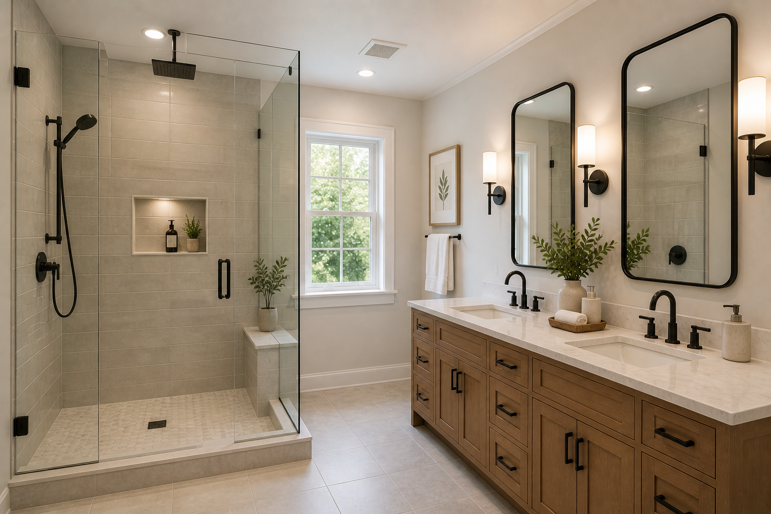 Master bathroom renovation with walk-in shower